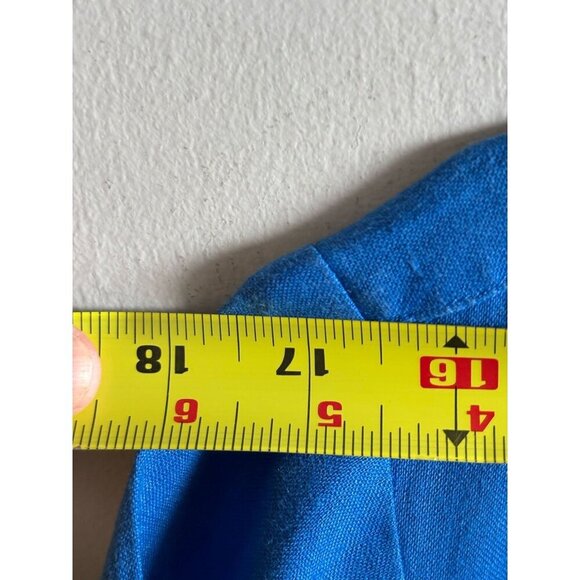 J Jill Womens Button Up Collared Short Sleeve 100% Linen Dress Blue Size M - Picture 6 of 9